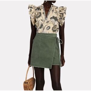 Le Superbe It's a Wrap Mini Skirt Frayed Raw Hem Side Tie Utility